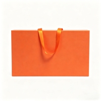 Boîte en carton rigide pliable pour vêtements avec logo personnalisé orange, emballage cadeau avec poignée en ruban