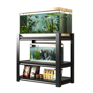 Support de réservoir à poissons en métal 31,5 x 18 x 34 pouces, réglable, robuste, 3 niveaux, accessoire d'aquarium pour usage intérieur - Product Image 1