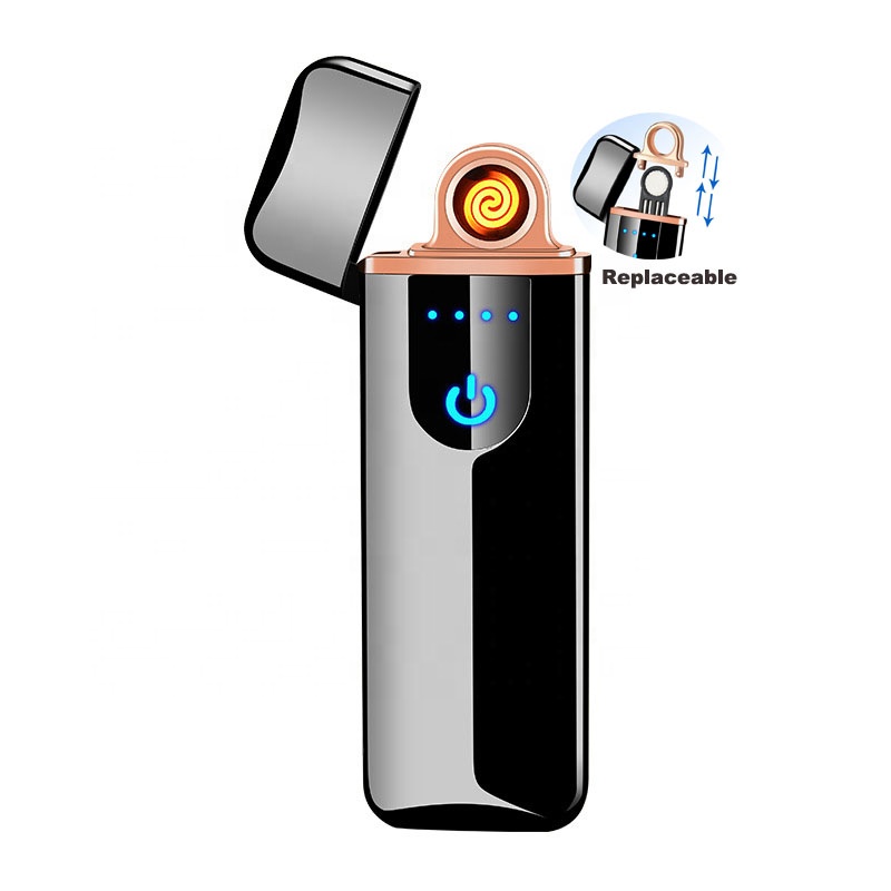 Новый usb перезаряжаемая Зажигалка сенсорный экран электронные зажигалки незначительное тепловое излучение катушки сменный электрическая зажигалка