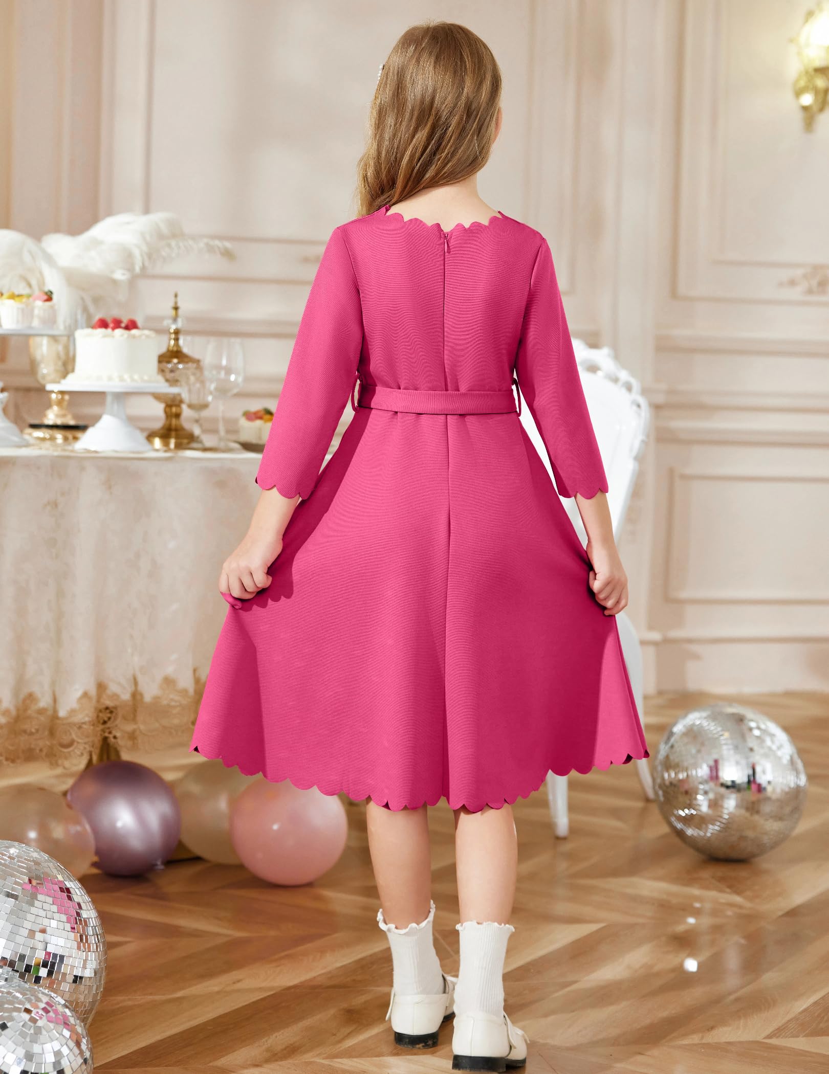 Round Neck Long Sleeve Dress for Girls Knee Length Black Baby Girl Dress  Back Zipper 7 Year Old Girl Dress Two Side Pockets| Alibaba.com
