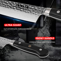 Couteau de chef professionnel AMSZL de 8 pouces, couteau Kiritsuke ultra-affûté, série Hammer, antiadhésif, écologique, manche en bois d'ébène, carbone