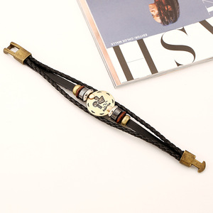 Pulsera de Cuero Trenzada Multicapa con Dijes de los 12 Signos del Zodíaco, Hecha a Mano, Estilo Vintage, de Moda, ¡Gran Venta! - Product Image 4