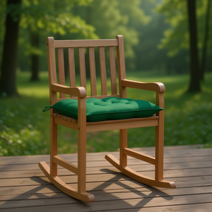 Silla Mecedora de Madera Maciza con Cojín Verde, Cómoda Silla de Jardín para Exteriores, Muebles de Estilo Tradicional - Product Image 2