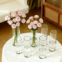 Vase en verre transparent décoratif extra large de luxe, vases cylindriques en verre modernes pour la décoration de la maison