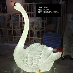 White Goose Lamp Decoration Park Pool Luminous Animal Landscape Lightings Sculpture Goose Bird Swings Post Lantern