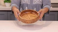 Bols en bois pour aliments, lot de 4 bols individuels en bois d'acacia, pour savourer votre salade, vos pâtes, votre riz, vos smoothies, vos soupes, vos fruits, vos collations