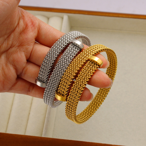 Bracciale a catena larga all'ingrosso bracciale intrecciato braccialetto a torsione in acciaio inossidabile bracciale elastico aperto per le donne - Product Image 6