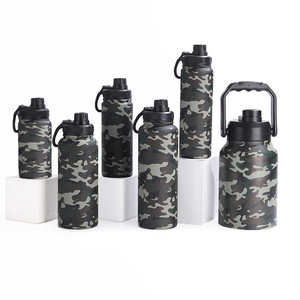 Botella de agua de gran capacidad, de doble pared y boca ancha, de acero inoxidable, con tapa y asa, botella deportiva. - Product Image 3