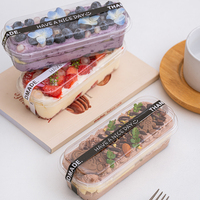 Vente chaude Fournitures de boulangerie en gros Boîte de brownies au tiramisu Boîte ovale transparente pour dessert Mousse au chocolat Pudding Emballage Boîte à gâteau transparente