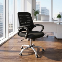 Chaise de bureau exécutive ergonomique de qualité supérieure à dossier mi-haut, accoudoirs réglables, design minimaliste, structure en acier convertible pour chambre à coucher