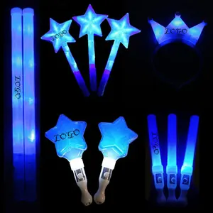 Wholesale Custom Logo Printing Glow in the Dark Stick Led Toys Flashing Light up Glow Cheer Sticks for Party