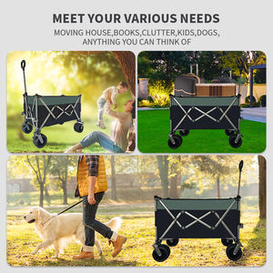 Chariot pliable industriel d'extérieur, roues silencieuses, shopping, montage facile, porte-gobelets, camping, rangement extensible, parc, capacité de 80 kg - Product Image 6