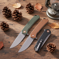Couteau de poche pliant haut de gamme à lame pointue, manche en Micarta, couteau tactique EDC pour camping, chasse et survie, fournisseur OEM ODM personnalisé