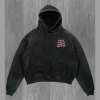 Sweat à capuche zippé en denim délavé à l'acide, imprimé lettres personnalisées, coupe oversize, en coton, pour homme, écologique, style vintage emo