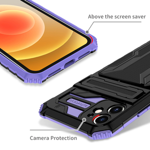 Pour <span class=keywords><strong>iPhone</strong></span> 12 <span class=keywords><strong>11</strong></span> iPhone12 iPhone11 Pro XS Max XR Couverture Arrière Glisser Porte-Carte Rétractable Béquille Antichoc Téléphone Cas - Product Image 4