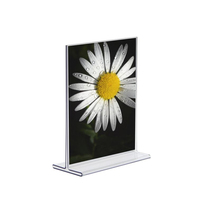 Présentoir en acrylique personnalisé en forme de T et porte-étiquette de prix double face + tableau de menu de bureau pour comptoir, restaurant/vente au détail