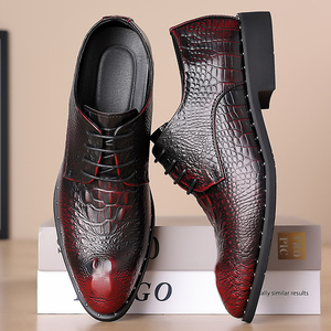 Nieuwe trendy herenschoenen met veters, luxe stijl, slijtvast, veelzijdig, spitse neus, bruidsschoenen - Product Image 3