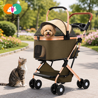 Poussette pliable pour animaux de compagnie en acier à haute teneur en carbone, lavable, avec panier amovible pour chat/chien, idéale pour les voyages en extérieur, portable