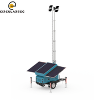 Tour d'éclairage mobile solaire pour chantier, très vendue, avec une puissance élevée et une hauteur réglable