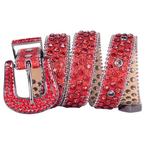 <span class=keywords><strong>Ceinture</strong></span> en Denim de Style Européen Américain Incrusté de Diamants <span class=keywords><strong>Bleu</strong></span> Patch Transfrontalier Commerce Extérieur Ceintures en Plastique PU Hommes Mode Féminine - Product Image 3