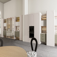 Meuble de rangement de cuisine moderne en bois massif, style français personnalisé, avec éclairage LED, pour salle à manger et garde-manger, respectueux de l'environnement