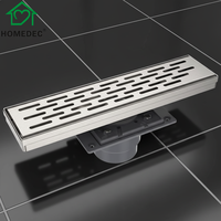 HOMEDEC Moderne Siphon de douche linéaire 12 pouces avec grille amovible en acier inoxydable 304, rectangulaire, pour salle de bain, avec filtre à cheveux, facile à installer