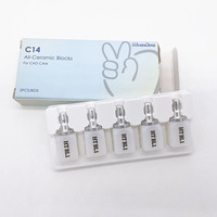 5 Buah/Kotak Seri Amber HT BL1 C14 Blok Lithium Disilikat Keramik Kaca Restorasi Estetika untuk Peralatan Mulut Laboratorium Gigi