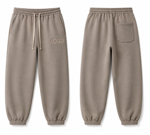 Custom Logo Embroidered Sweatpants Men Relaxed Fit Premium Cotton Fleece <b>Joggers</b> 80% Cotton 20% <b>Polyester</b> Drawstring Streetwear - Product Image 2
