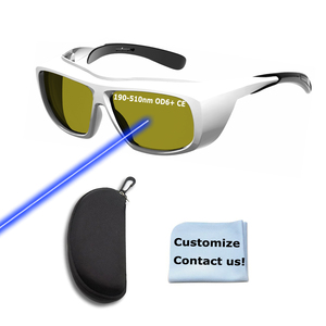 Gafas de protección láser certificadas 190-510nm OD6 450nm Anti luz azul para máquina de diodo láser Gafas DE SEGURIDAD láser Lentes - Product Image 1