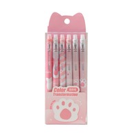 Ensemble de stylos à encre liquide effaçable Chenxi Patte de Chat, impression personnalisée, 6 carnets souples, écriture 0,5 mm, facile à effacer