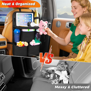 Organizador Resistente para Asiento Trasero de Coche con Múltiples Bolsillos y Bandeja Plegable, Práctico Organizador para Viajes Familiares - Product Image 5
