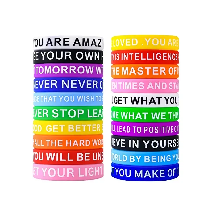 BACK TO SCHOOL Bracelet Dream Believe Inspire Create Silicone Wristbands Wholesale Bulk Pack of Inspirational Message Bracelets