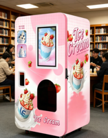 Nouveau kiosque à crème glacée sans personnel avec poudre de crème glacée et lait, sans raccordement à l'eau, pour des ventes automatiques 24h/24 et 7j/7