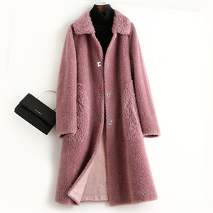 A50045 Pudi Cappotto in Vera Lana e Pelliccia per Donna, Giacca Invernale Calda Oversize in Pelle di Pecora - Product Image 2