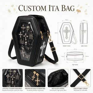 Sac bandoulière en PU transparent personnalisé sur le thème gothique, avec fenêtre transparente pour l'affichage de badges et épingles, idéal pour le cosplay Lolita - Product Image 1