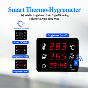 Termohigrómetro Digital con Bluetooth, Calibración Automática de Hora, Alarma de Brillo Ajustable, Herramienta de Monitoreo de Temperatura y Humedad para el Hogar, OEM - Product Image 5