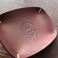 Catch All Tray-Plateau de valet personnalisé en cuir véritable marron fait à la main, plateau à fourre-tout gravé pour hommes, plateau organisateur de bureau personnalisé