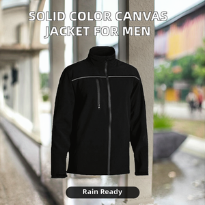 Veste Safari Unie Homme Grande Taille Imperméable Fermeture Éclair Tissu Toile Décontractée Hiver - Product Image 2