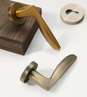 Poignée de porte en alliage d'aluminium jaune, design moderne et épuré, à fermeture magnétique silencieuse, pour chambre à coucher, compatible portes en bois