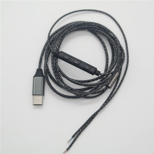 Type C Diy Semi Finished Headphone Cable With Mic Three Button <b>Control</b> Nylon <b>Wire</b> Audio Peripheral Repairable - Product Image 1