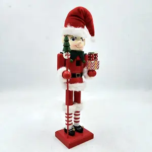 Christmas Figure Decorations Wooden Toy Soldier Nutcracker Red Wooden Christmas Nutcrackers