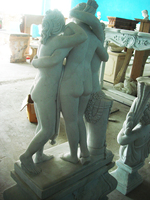 Sculpture sur pierre décorative d'hôtel de maison extérieure grandeur nature Statue de dame naturelle célèbre Statue de marbre blanc grec Statue de trois grâces