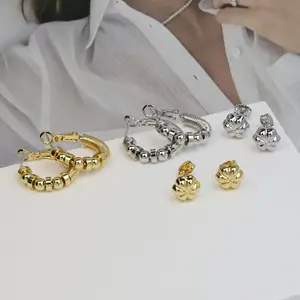 Premium titanium body piercing jewelry chrysanthemum stud earrings women jewelry