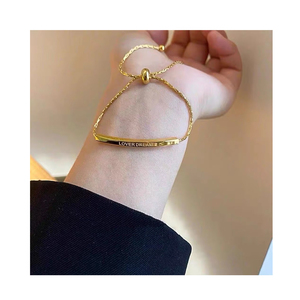 Pulseras de Cadena Personalizadas de Acero Inoxidable con Baño de Oro KISSWIFE, Pulsera de Barra Lisa con <span class=keywords><strong>Nombre</strong></span> Grabado para Enamorados - Product Image 1