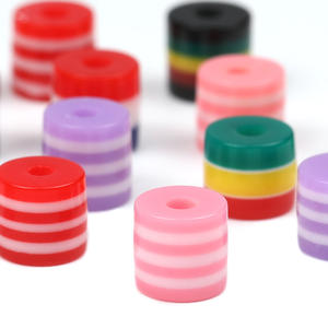 Cuentas sueltas de cilindro a rayas de resina de Color de diseño innovador, cuentas de agujero recto, accesorios de bricolaje - Product Image 1