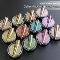Poudre effet miroir magique (finition électroplaquée) – Pigment pour ongles effet chrome/titane – Poudre effet miroir pour salon