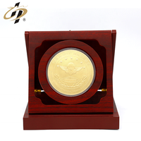 Shuanghua-pièce Souvenir en métal doré et argenté, pièce commémorative gravée sur mesure avec boîte en bois