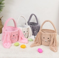 Sac fourre-tout en peluche brodé de Pâques Vente en gros Panier lapin de Pâques à longues oreilles Panier cadeau lapin