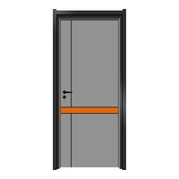 Porte intérieure moderne en aluminium et bois, design contemporain, panneau moulé en MDF mélaminé, à bas prix.