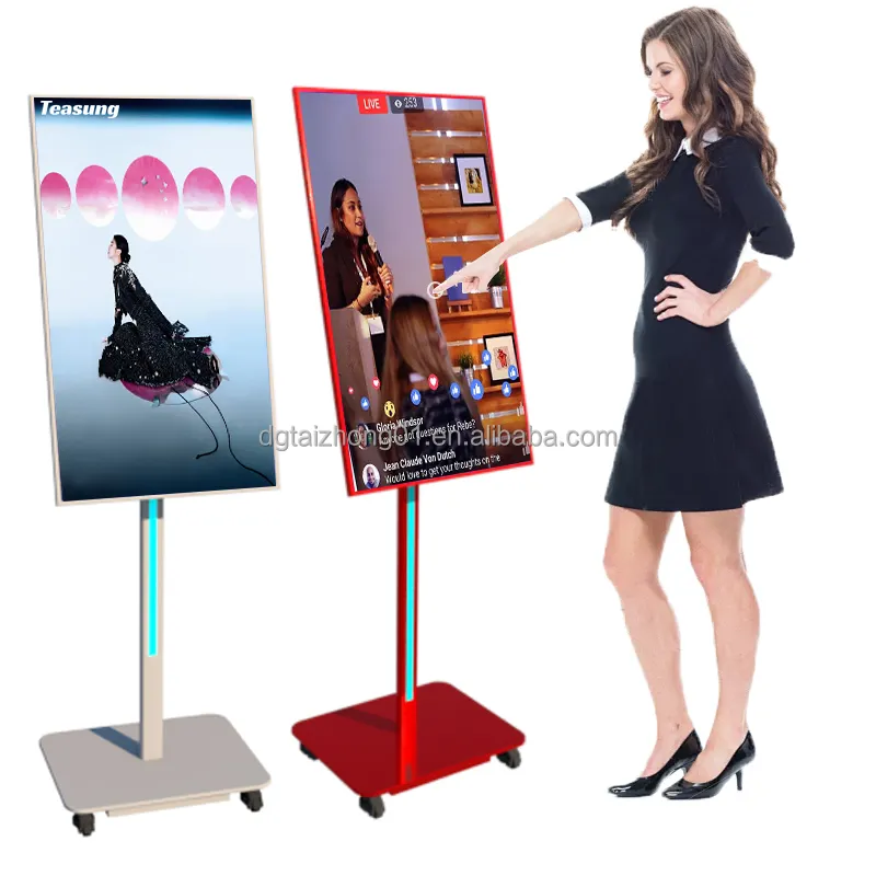 Ücretsiz standı dijital tabela 32 inç kapalı taşınabilir mobil dijital poster ekran lcd/led reklam ekranı toptan satış için